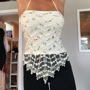 Beaded beautiful white tank